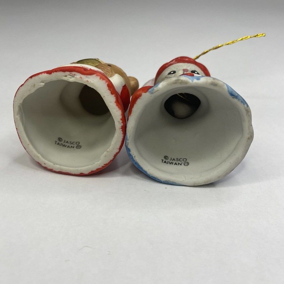 2/Two Jasco 1980 Critter Bells Mouse & Bear Porcelain Christmas Bell Vintage - Picture 7 of 12